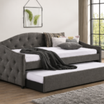 Sadie Upholstered Twin Daybed with Trundle Grey