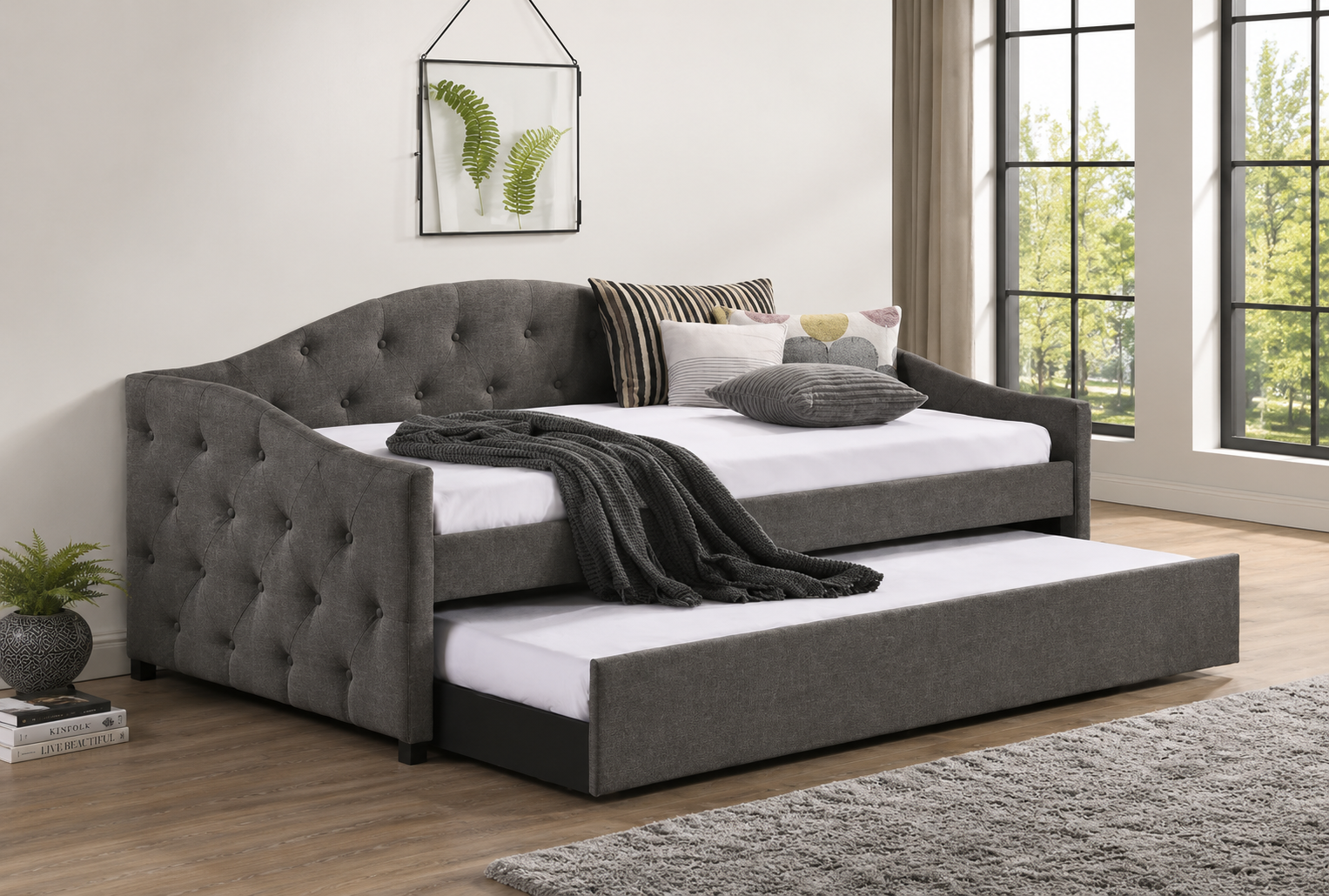 ChatGPT Image Jul 9, 2026, 04_54_18 AM Sadie Upholstered Twin Daybed with Trundle Grey - Image 1