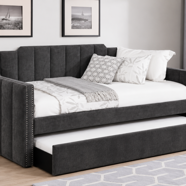 Kingston Upholstered Twin Daybed with Trundle Charcoal