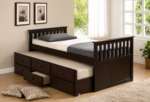 Milton Twin Platfrom Bed With Trundle 3 Drawers Dark Brown