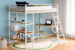 Campus 3-shelf Metal Twin Workstation Loft Bed Matte White