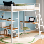 Campus 3-shelf Metal Twin Workstation Loft Bed Matte White