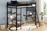 Campus 3-shelf Metal Twin Workstation Loft Bed Matte Black