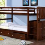 Mission Stairway Twin Over Twin Bunkbed Dual Underbed Drawers Dark brown
