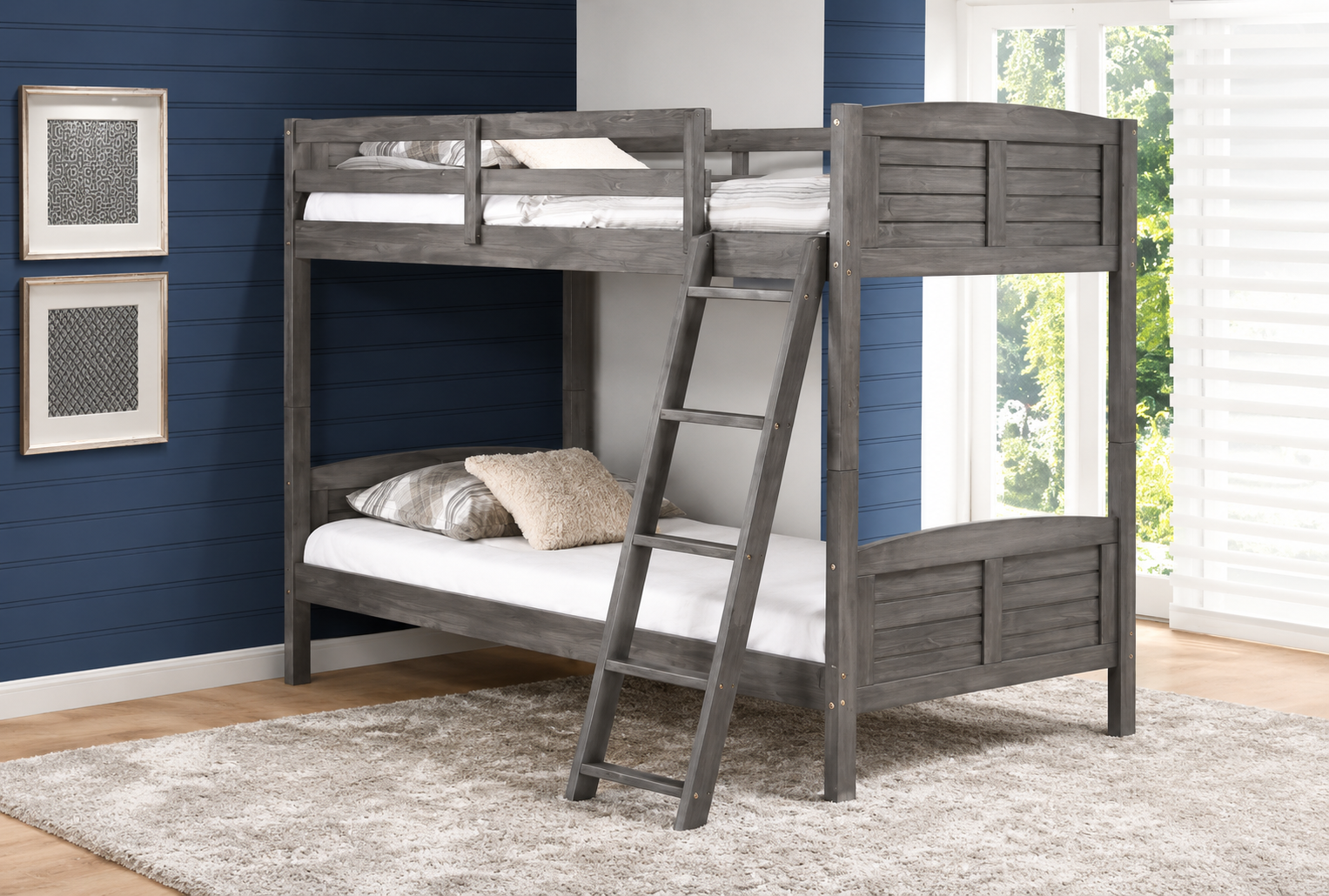 ChatGPT Image Jul 9, 2026, 11_24_35 PM Lego Twin Over Twin Wooden Bunk Bed Grey - Image 1
