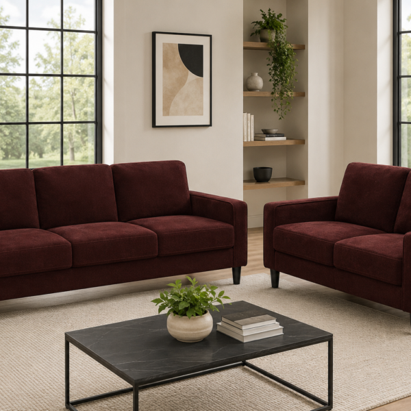 Ruth 2-piece Fabric Upholstered Track Arm Sofa