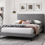 Delta Upholstered Platform Bed Color Grey