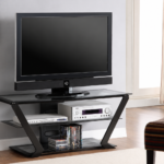 Donlyn 2-tier Metal 50-inch TV Stand with Glass Shelves Black