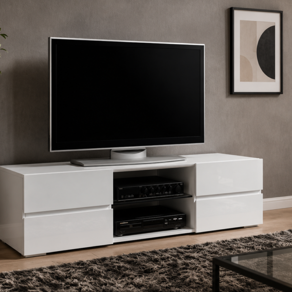 Galvin 4-drawer Wood 55-inch TV Stand White High Gloss