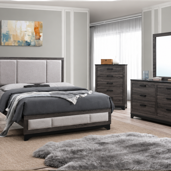Jamestown Wooden Upholstered Bedroom Set Gray