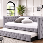 Mockern Upholstered Twin Daybed with Trundle Grey