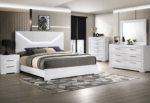 Jenna Wooden LED Headboard Bedroom Set Color White