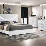 Jenna Wooden LED Headboard Bedroom Set Color White