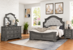 Selena Upholstered Wooden Panel Bedroom Set Grey