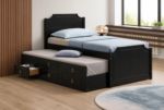 Twin Platfrom Bed With Trundle 3 Drawers Black