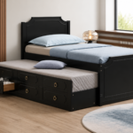 Twin Platfrom Bed With Trundle 3 Drawers Black