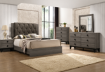 Villa Upholstered Wooden Panel Bedroom Set Grey