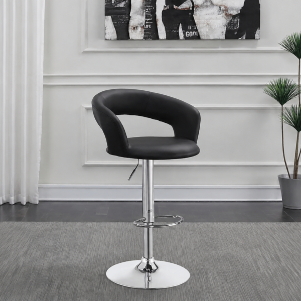Barraza 29-inch Adjustable Height Bar Stool Black and Chrome