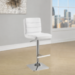 Bianca Upholstered Adjustable Bar Stool White (Set of 2)