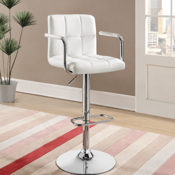 Palomar Adjustable Height Bar Stool White and Chrome