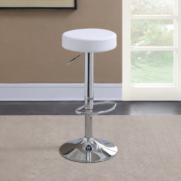 Ramses Adjustable Backless Bar Stool Chrome and White