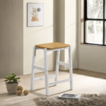 Edgeworth Wood Backless Counter Stool White (Set of 2)