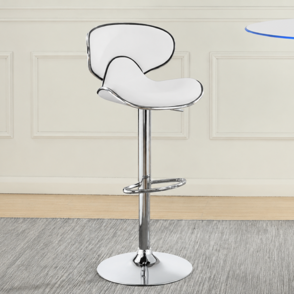 Edenton Upholstered Adjustable Bar Stool White (Set of 2)