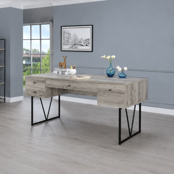 Analiese 63-inch 4-drawer Writing Desk Grey