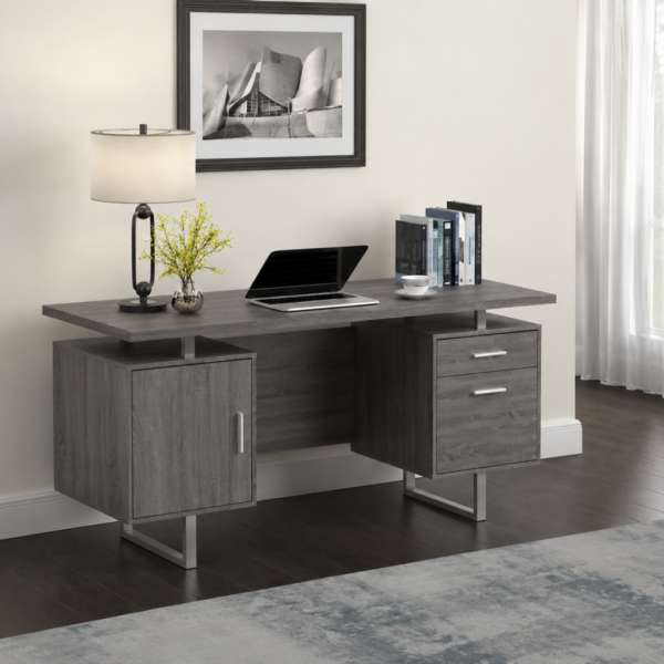 Lawtey 60-inch 2-drawer Office Computer Desk Grey