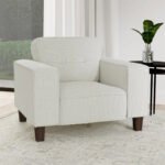 Deerhurst Upholstered Track Arm Tufted Accent Chair Greige