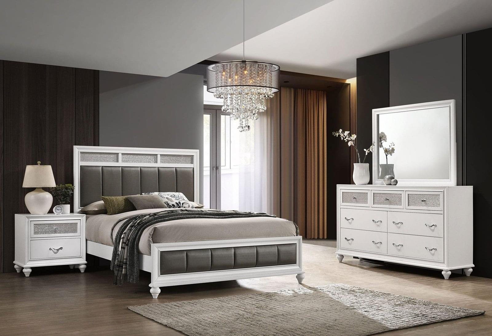 Barzini Wooden Panel Bedroom Set White - Image 1