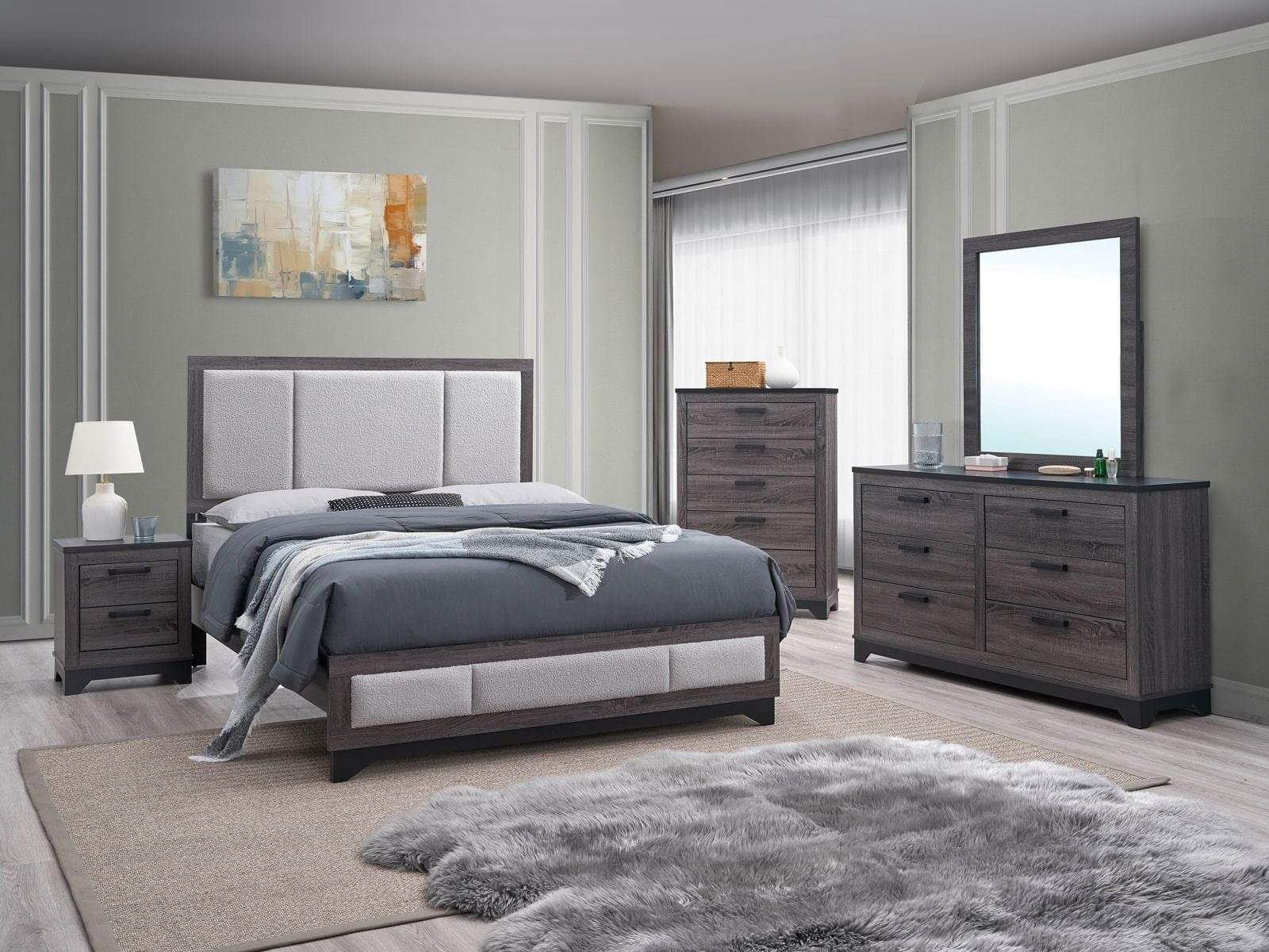 Jamestown Wooden Upholstered Bedroom Set Gray - Image 2