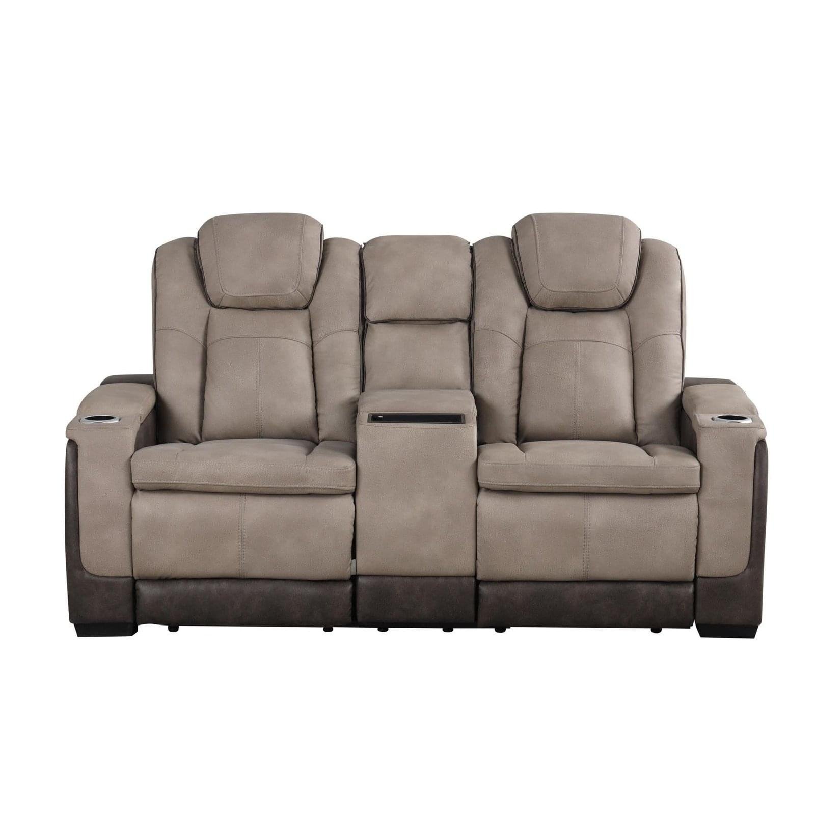 Generation Trade Woodland 669591 Power Reclining Loveseat with Console - Brown Generation Trade Woodland 669591 Power Reclining Loveseat with Console - Brown